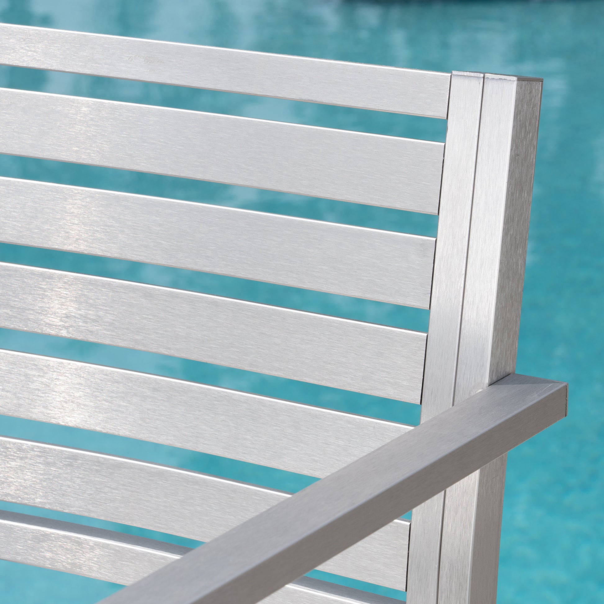 Silver 2-Person Aluminum Patio Barstool Set