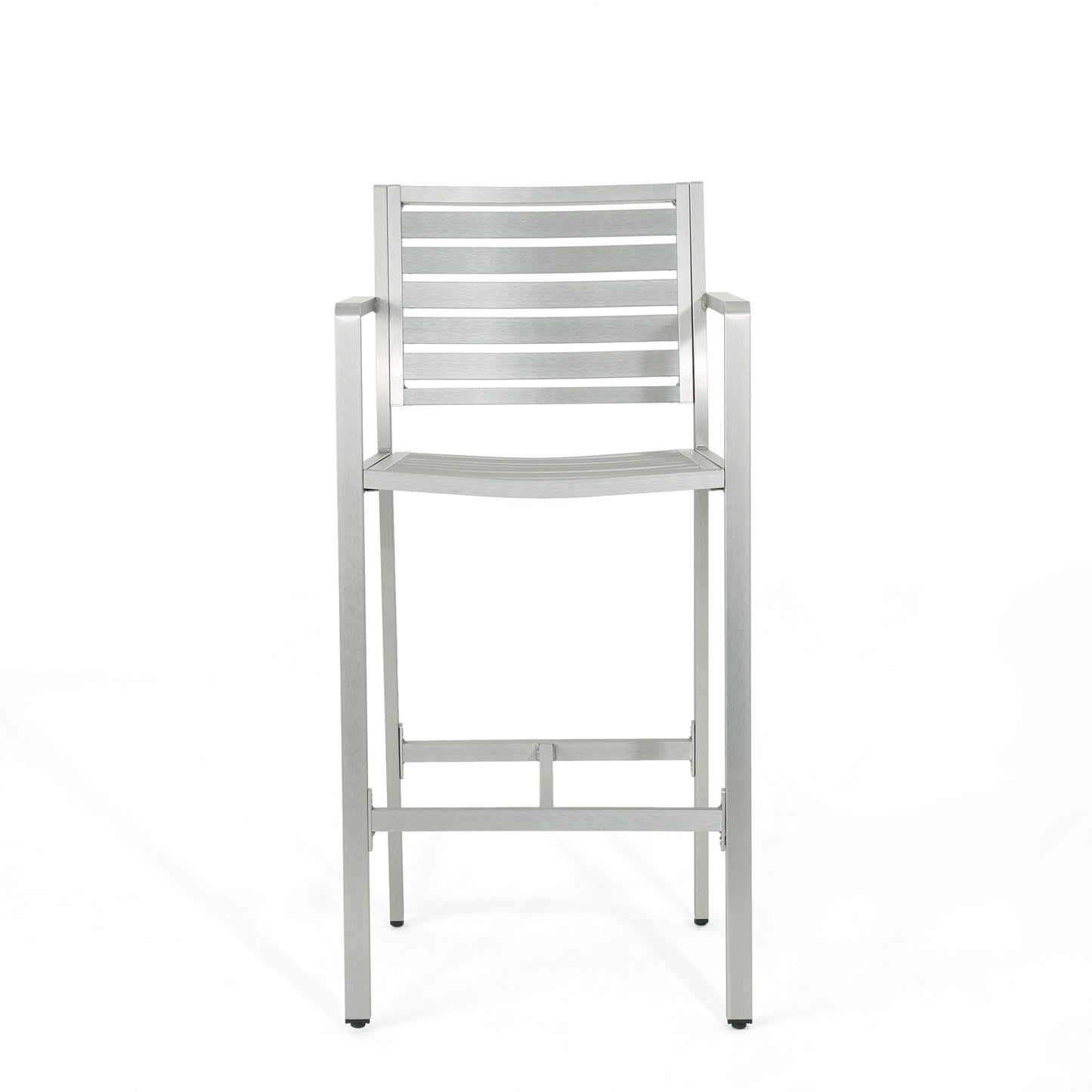 Silver 2-Person Aluminum Patio Barstool Set
