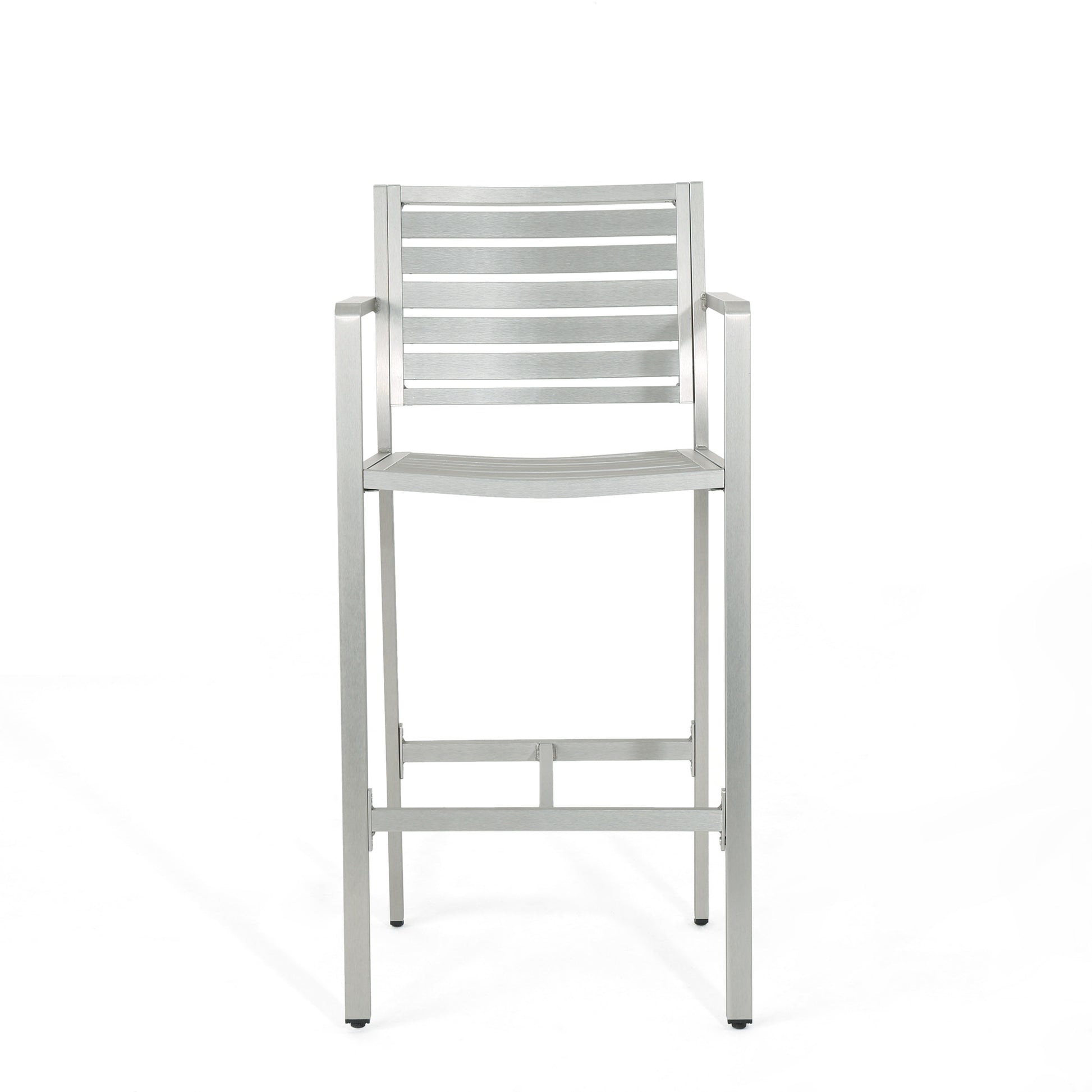 Silver 2-Person Aluminum Patio Barstool Set