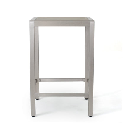 43" Outdoor Aluminum Bar Table - Grey Finish, Durable & Easy Assembly