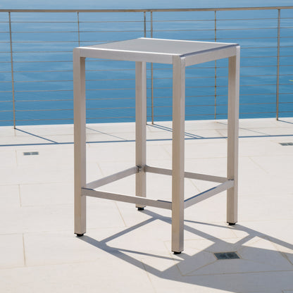 43" Outdoor Aluminum Bar Table - Grey Finish, Durable & Easy Assembly