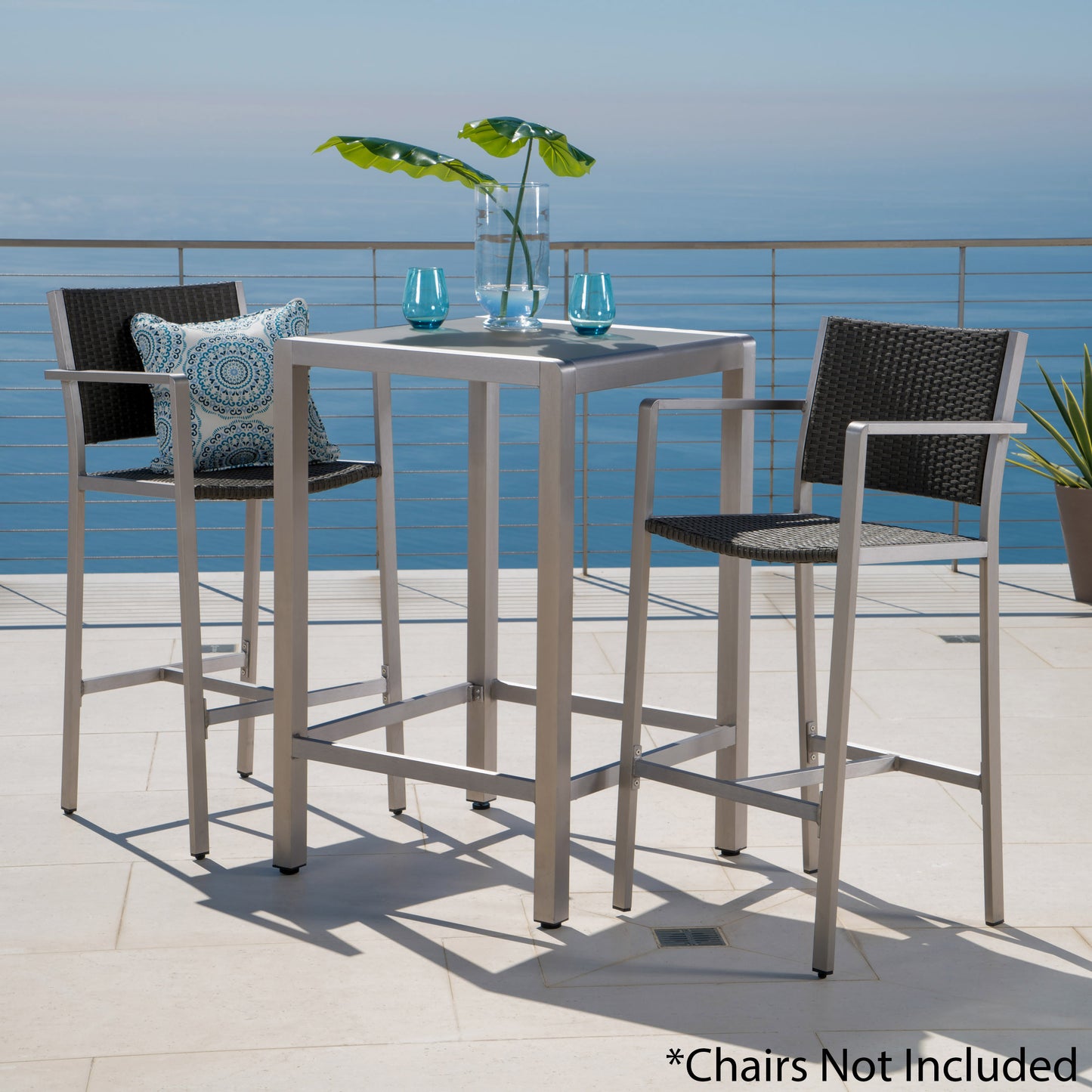 43" Outdoor Aluminum Bar Table - Grey Finish, Durable & Easy Assembly