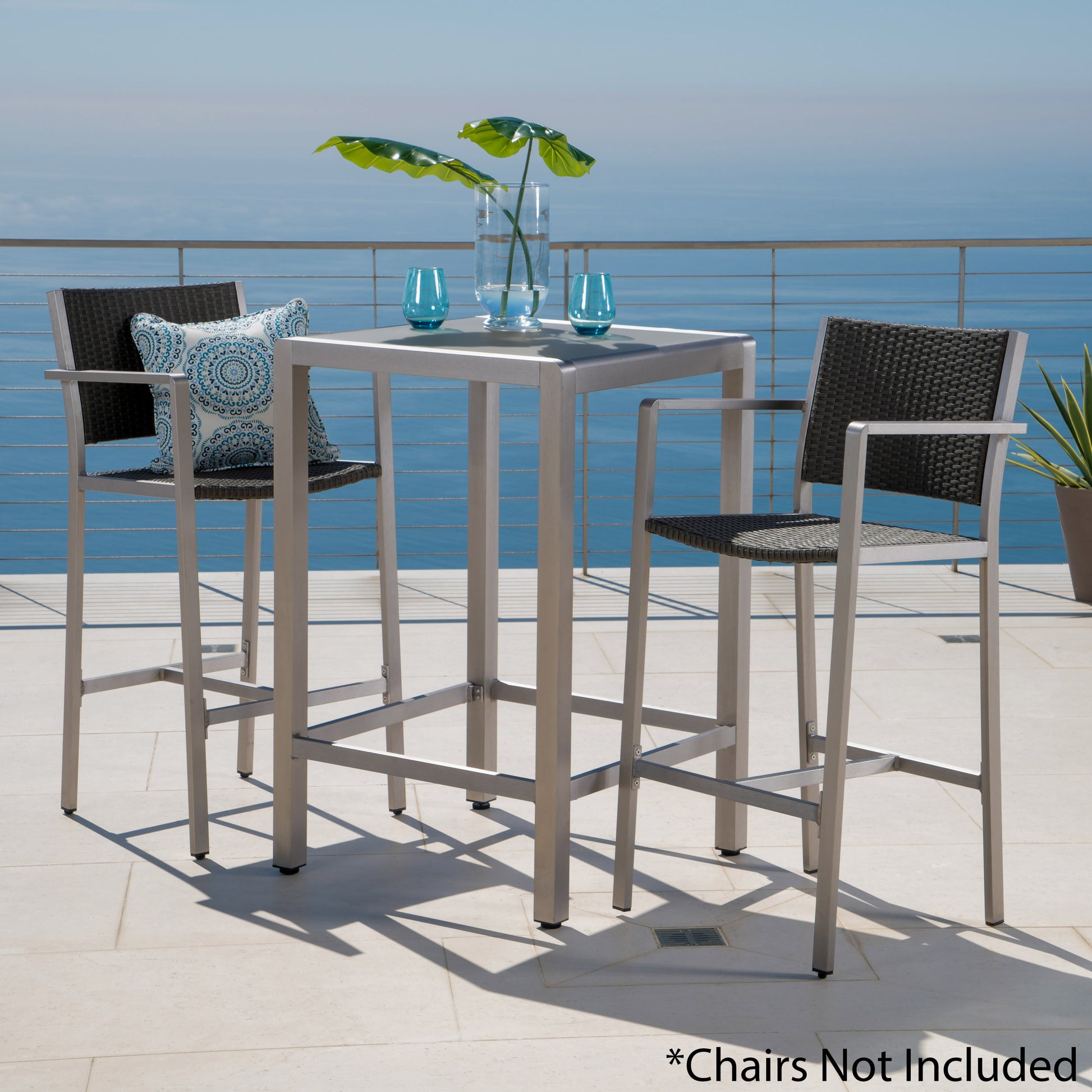 43" Outdoor Aluminum Bar Table - Grey Finish, Durable & Easy Assembly