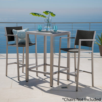 43" Outdoor Aluminum Bar Table - Grey Finish, Durable & Easy Assembly