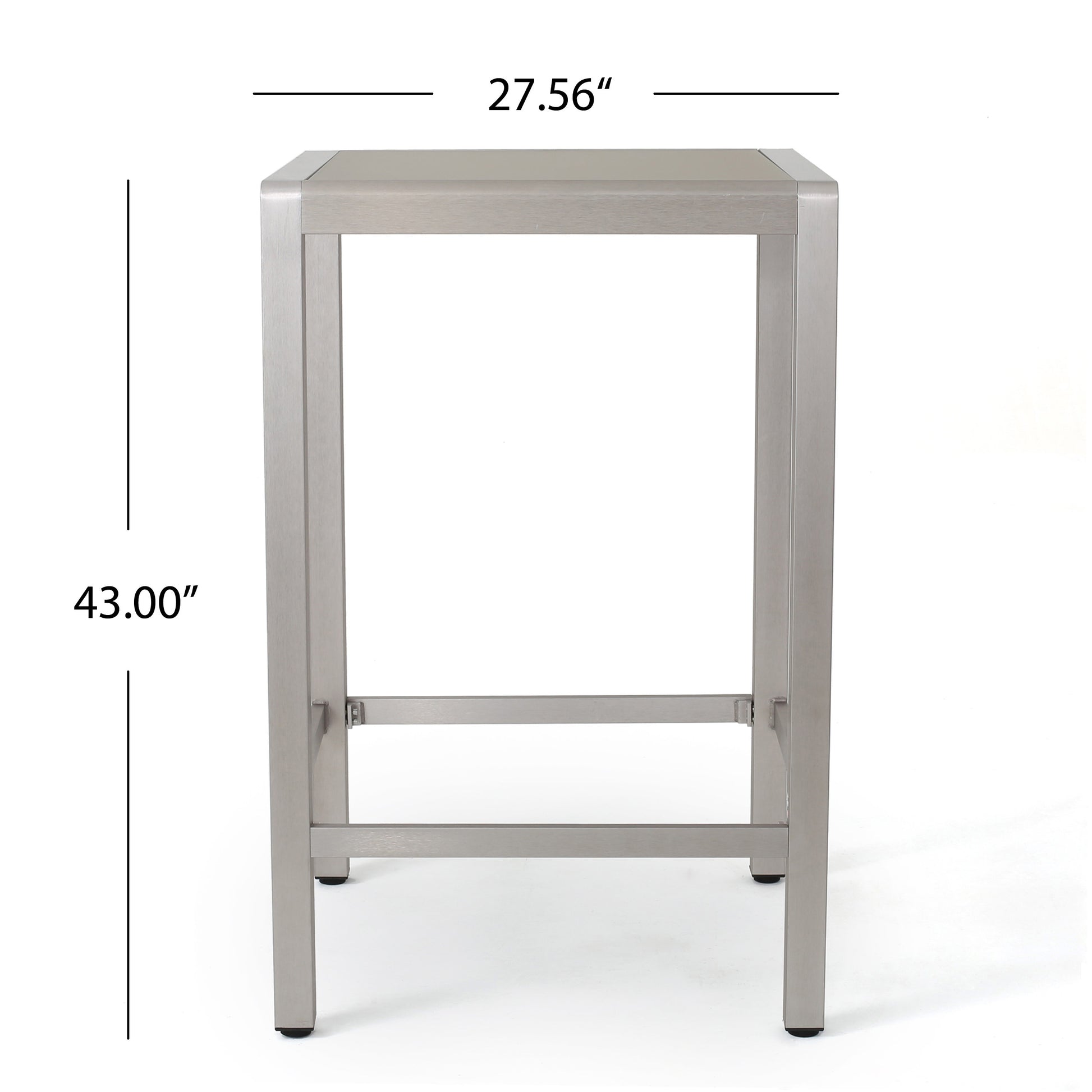 43" Outdoor Aluminum Bar Table - Grey Finish, Durable & Easy Assembly