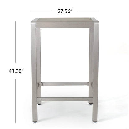43" Outdoor Aluminum Bar Table - Grey Finish, Durable & Easy Assembly
