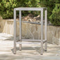 43" Outdoor Aluminum Frame Bar Table with Glass Table Top, Grey Finish