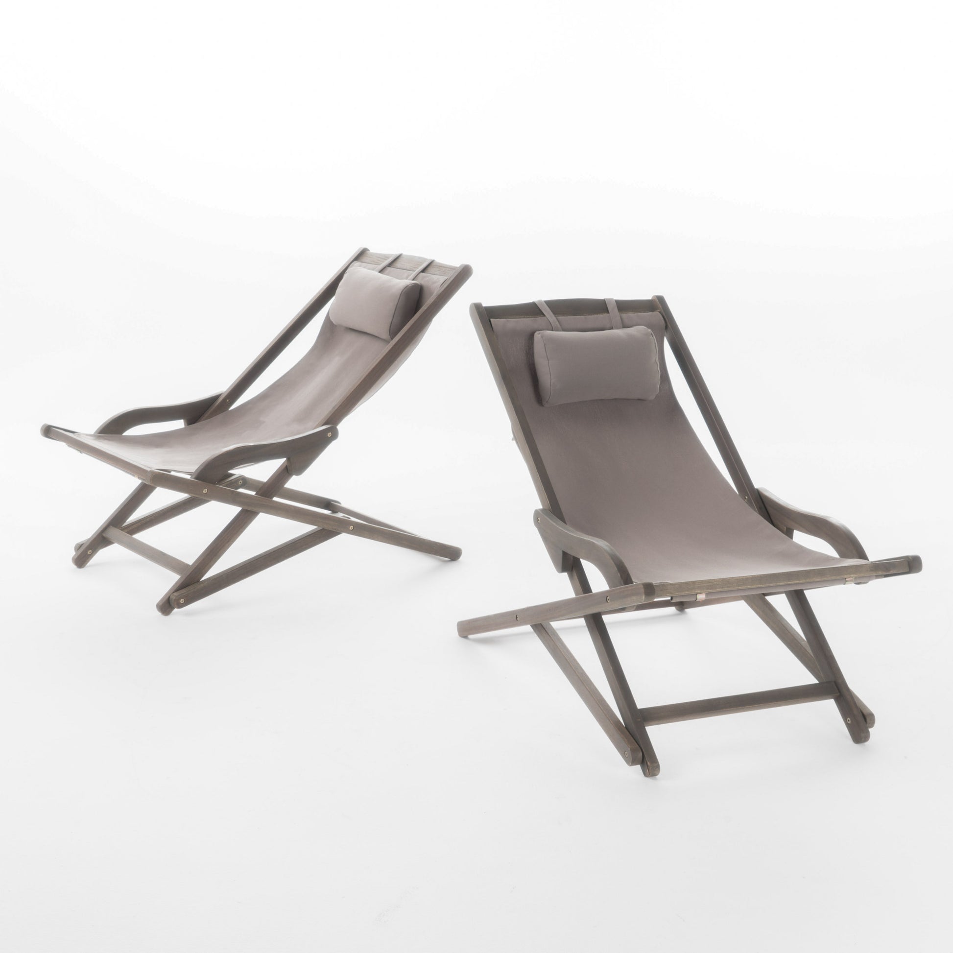 Grey Outdoor Sling Chairs for Poolside and Garden Lounging