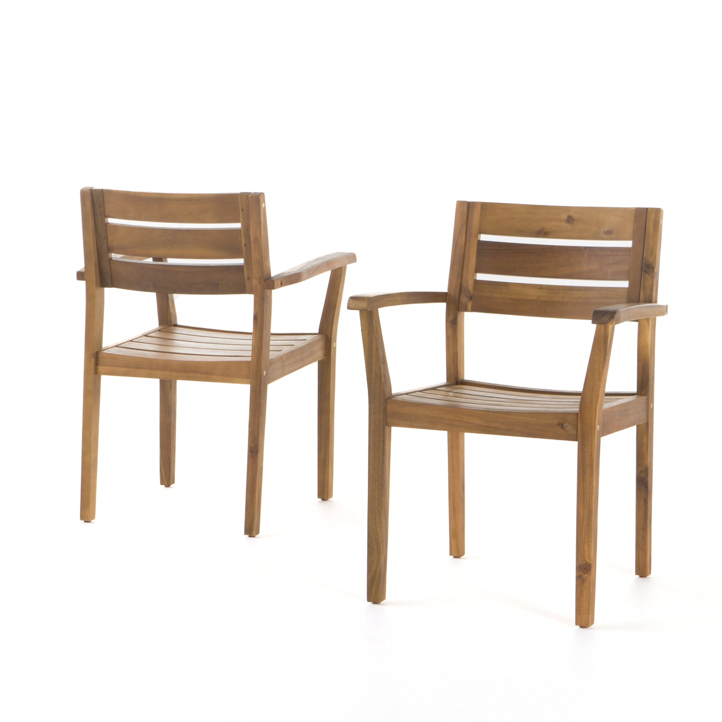 Teak Acacia Wood Patio Dining Chairs Set of 2 for Garden Use