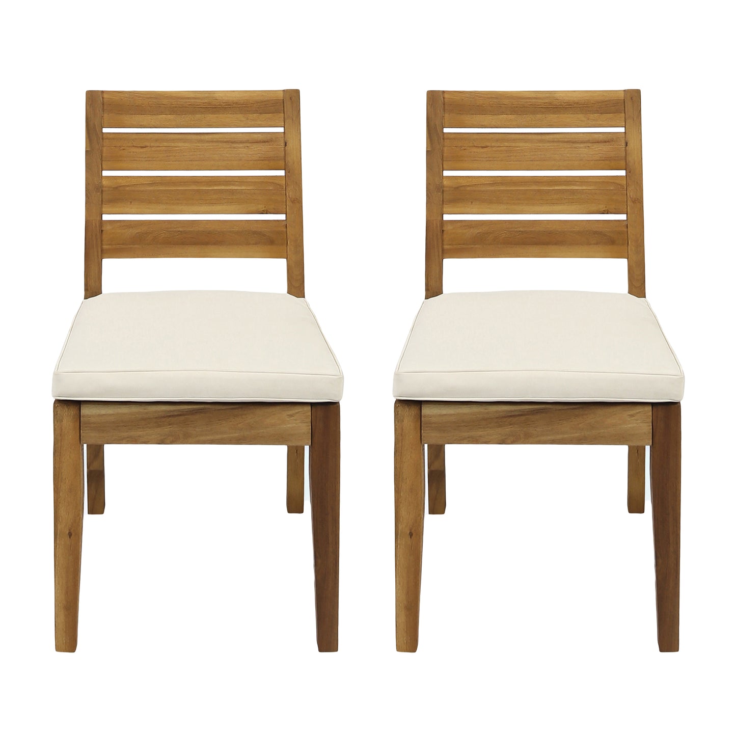 Natural Acacia Wood Patio Dining Chair Set of 2