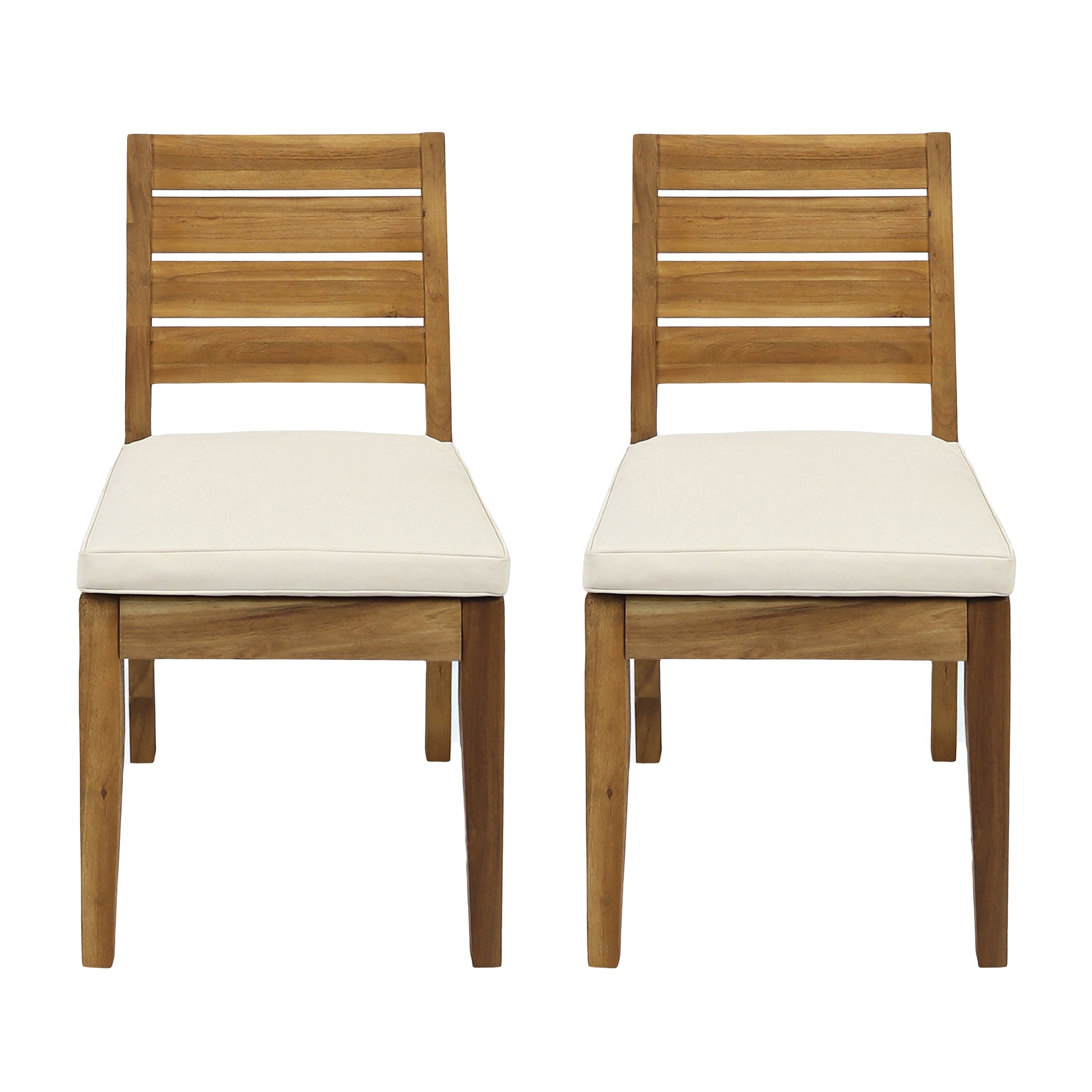 Natural Acacia Wood Patio Dining Chair Set of 2