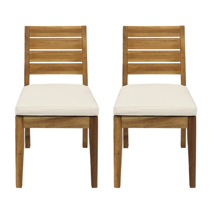 Natural Acacia Wood Patio Dining Chair Set of 2