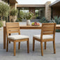 Outdoor Armless Dining Chair with Cushions(Set of 2),Natural and Beige
