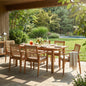 7 Pieces Acacia Wood Outdoor Dining Set with Cushions,Modern 6 Chairs with Handwoven Cord and 1 Large Table, Dining Furniture Set for Lawn, Backyard, Garden Deck,Poolside,Teak