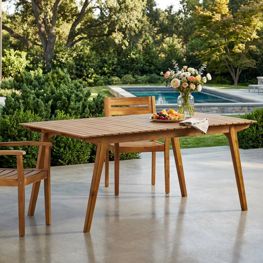 Teak Acacia Wood Outdoor Dining Table 69"