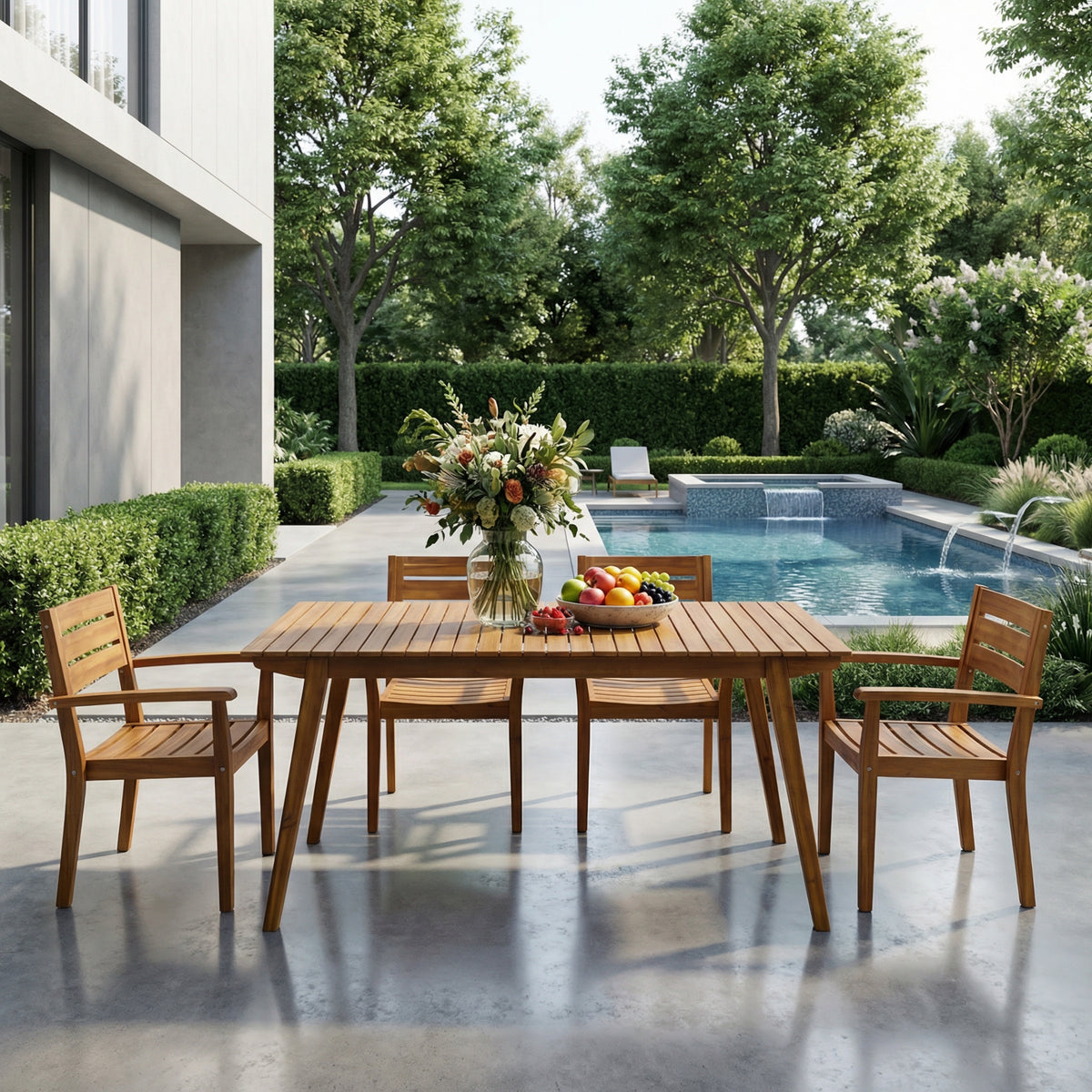 Teak Acacia Wood Outdoor Dining Table 69"