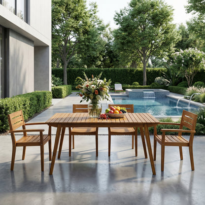Teak Acacia Wood Outdoor Dining Table 69"