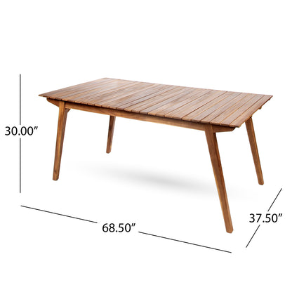 Teak Acacia Wood Outdoor Dining Table 69"