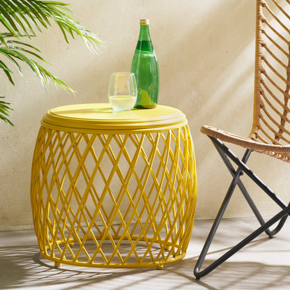 Yellow Iron Side Table - 19.75" Patio Outdoor Table