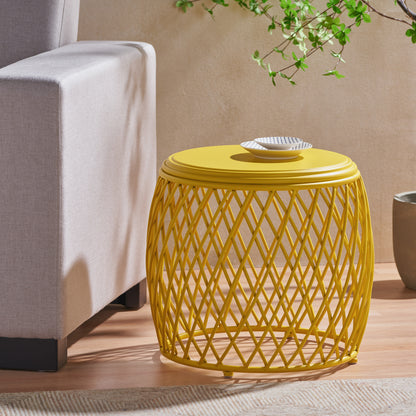 Yellow Iron Side Table - 19.75" Patio Outdoor Table