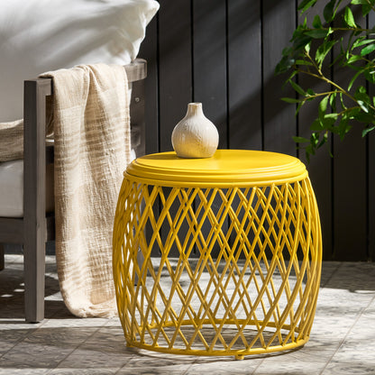 Yellow Iron Side Table - 19.75" Patio Outdoor Table