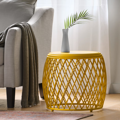 Yellow Iron Side Table - 19.75" Patio Outdoor Table