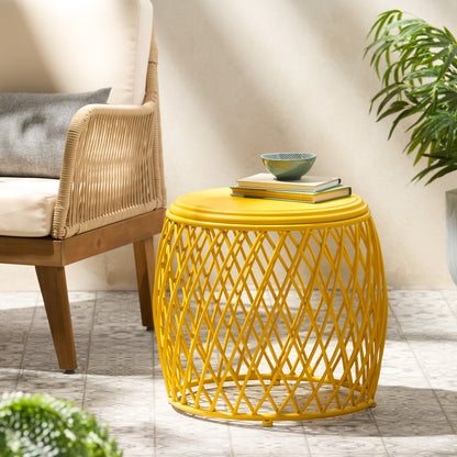 Yellow Iron Side Table - 19.75" Patio Outdoor Table