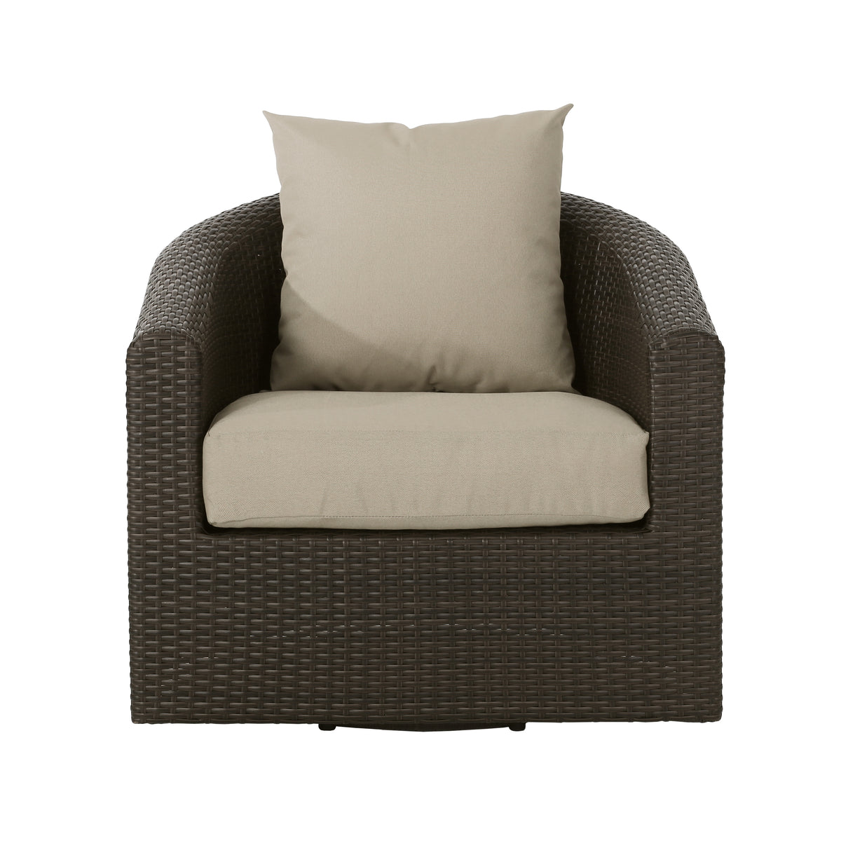 Khaki Brown Aluminum Wicker Patio Chair - Durable Outdoor Seating