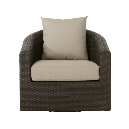 Khaki Brown Aluminum Wicker Patio Chair - Durable Outdoor Seating