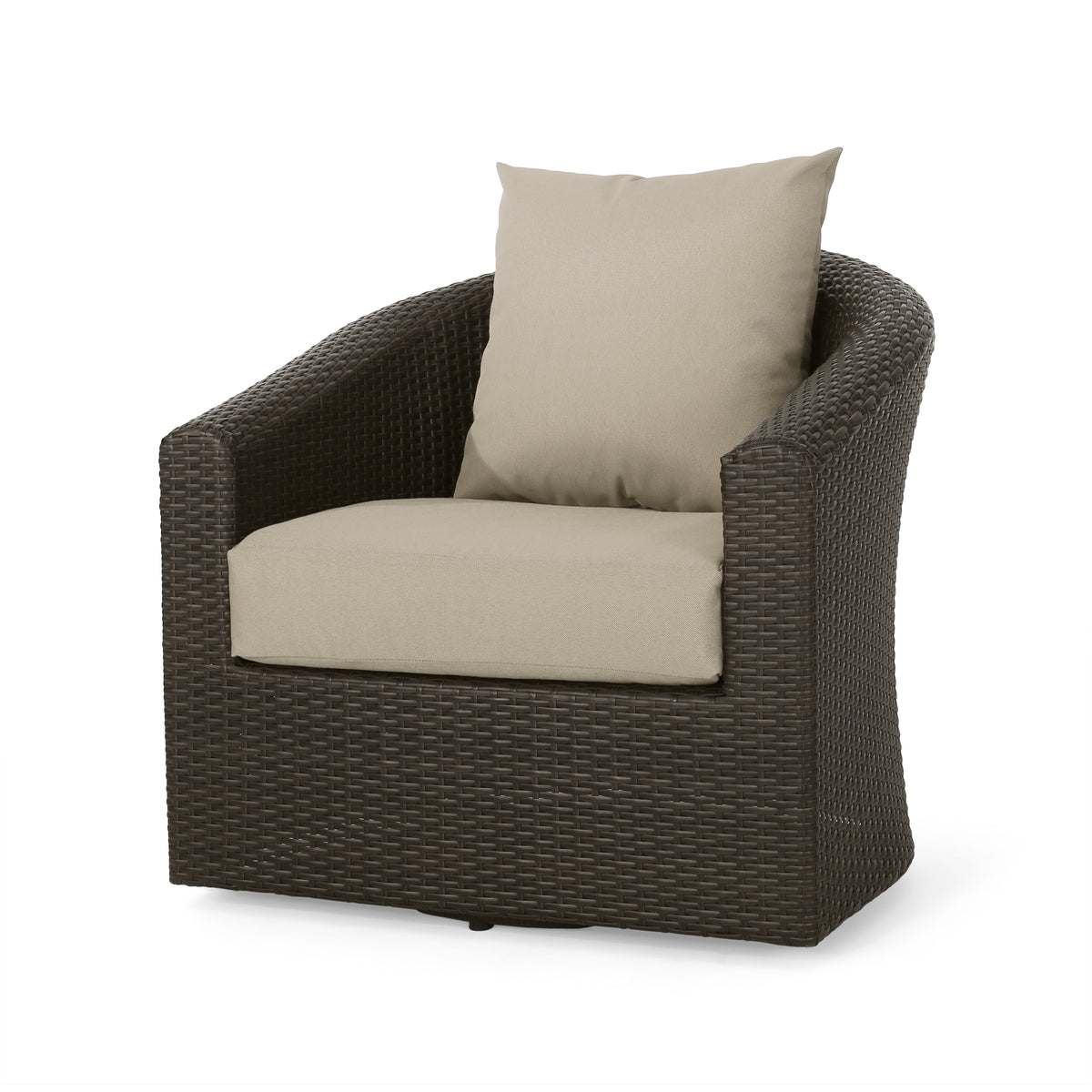 Khaki Brown Aluminum Wicker Patio Chair - Durable Outdoor Seating