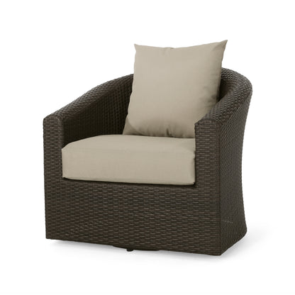 Khaki Brown Aluminum Wicker Patio Chair - Durable Outdoor Seating