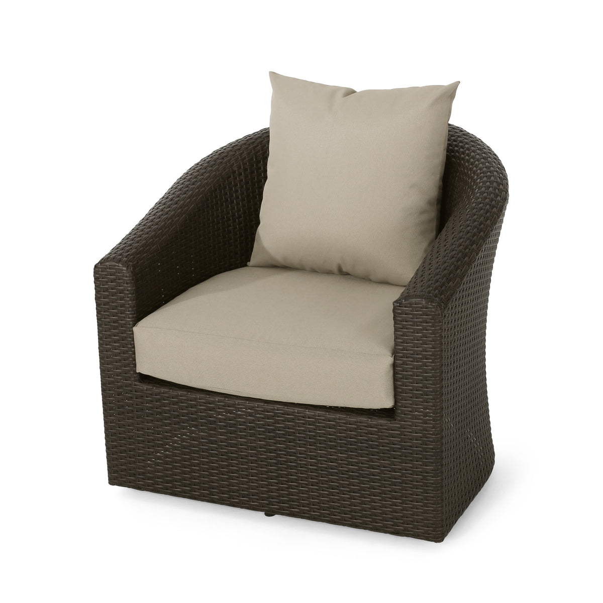 Khaki Brown Aluminum Wicker Patio Chair - Durable Outdoor Seating