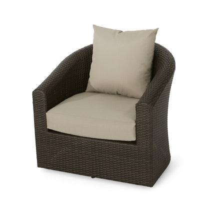 Khaki Brown Aluminum Wicker Patio Chair - Durable Outdoor Seating
