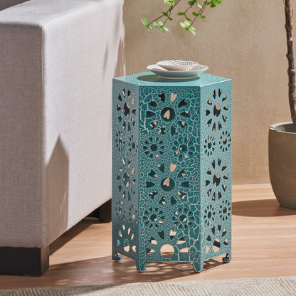 ELIANA 12" Side Table - Teal Iron Outdoor Table