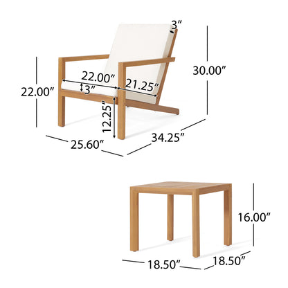 Teak Acacia Wood Patio Chat Set for Poolside Relaxation