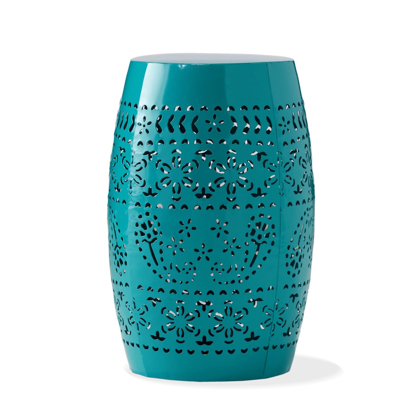 Teal Iron Outdoor Side Table - 12 Inch Floral Accent Table