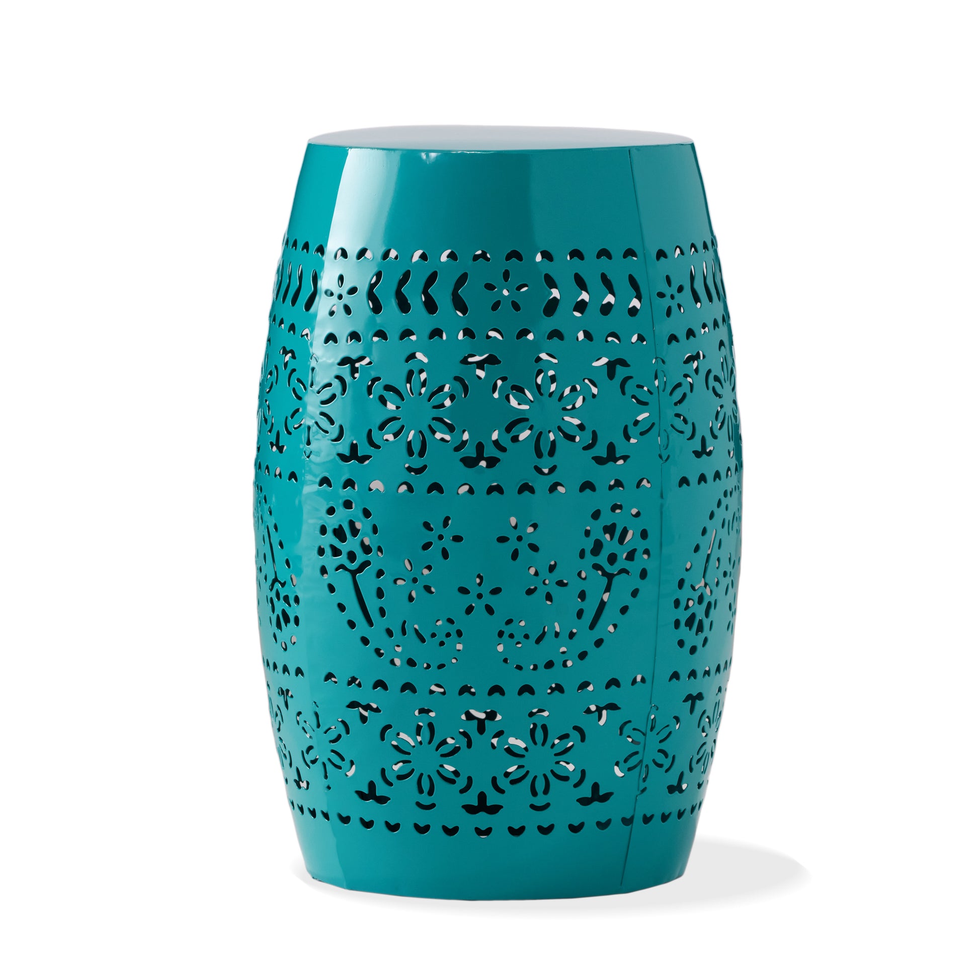 Teal Iron Outdoor Side Table - 12 Inch Floral Accent Table