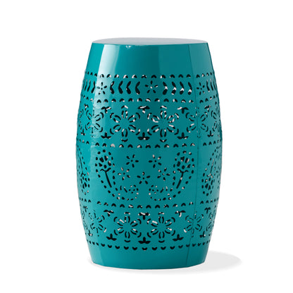 Teal Iron Outdoor Side Table - 12 Inch Floral Accent Table