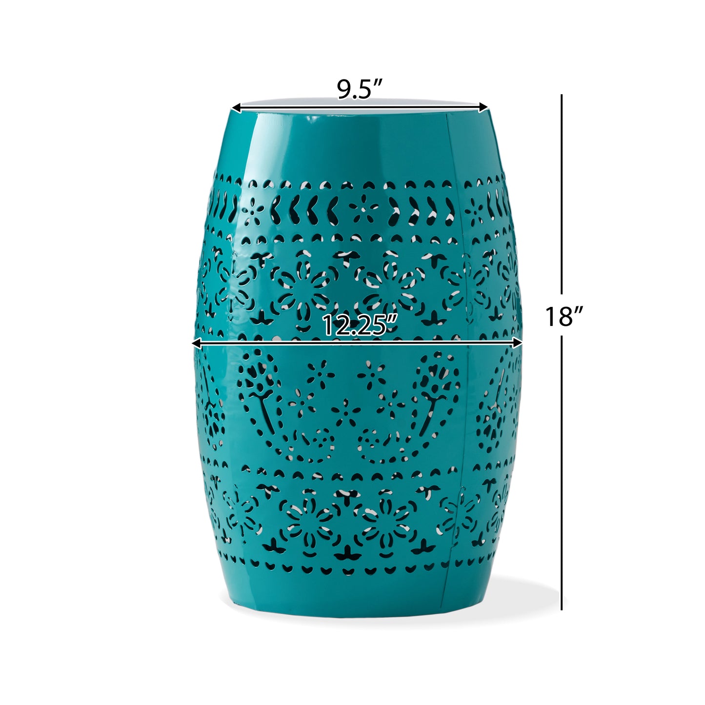 Teal Iron Outdoor Side Table - 12 Inch Floral Accent Table
