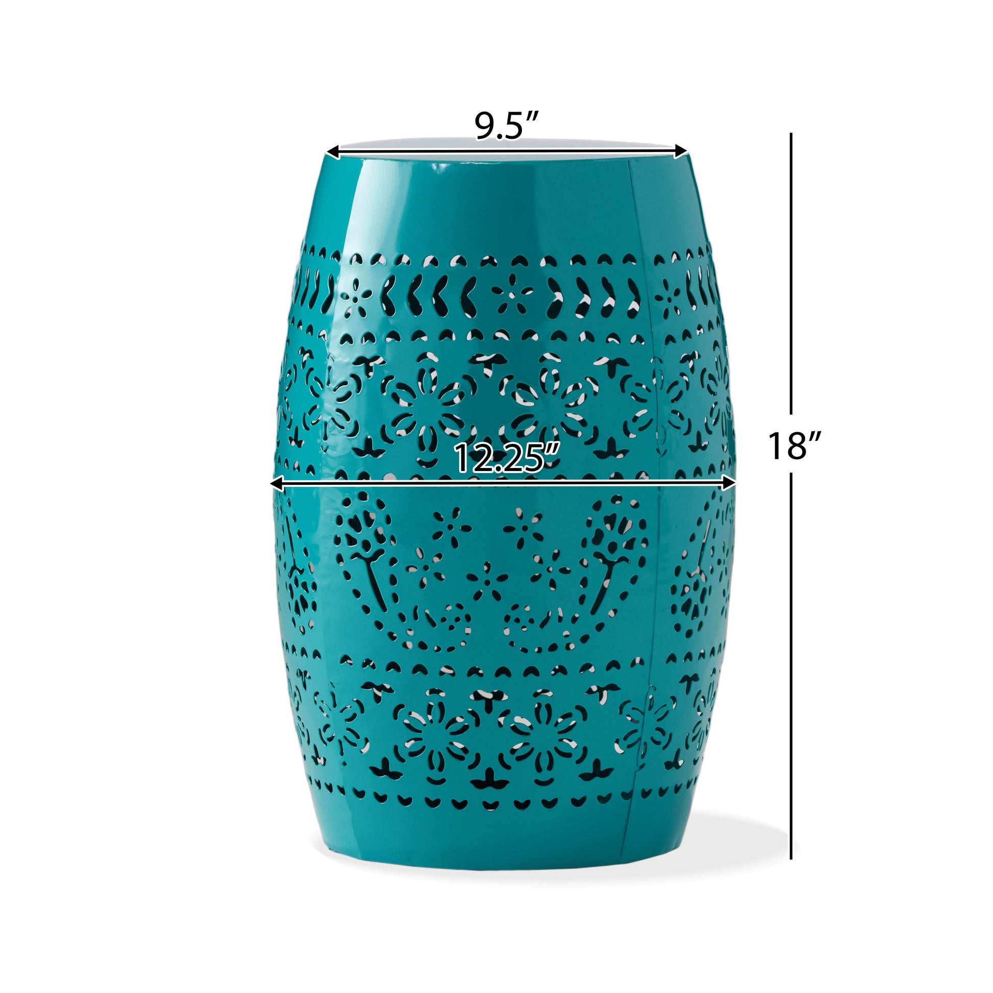 Teal Iron Outdoor Side Table - 12 Inch Floral Accent Table