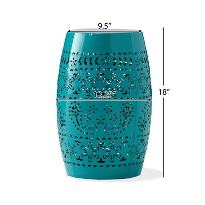 Teal Iron Outdoor Side Table - 12 Inch Floral Accent Table