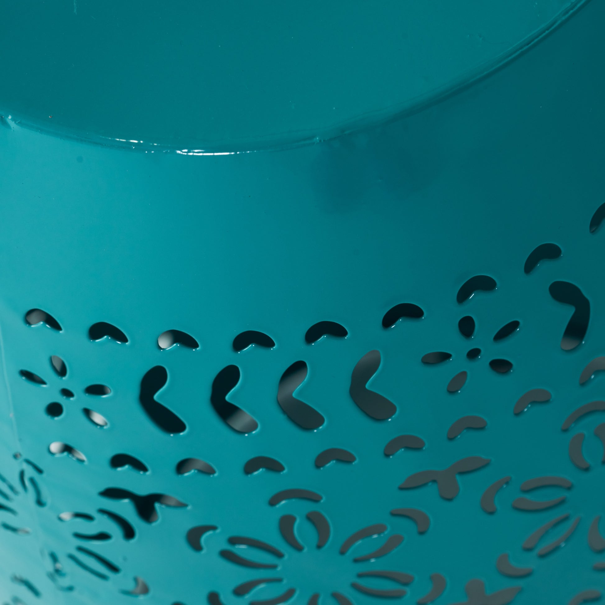 Teal Iron Outdoor Side Table - 12 Inch Floral Accent Table