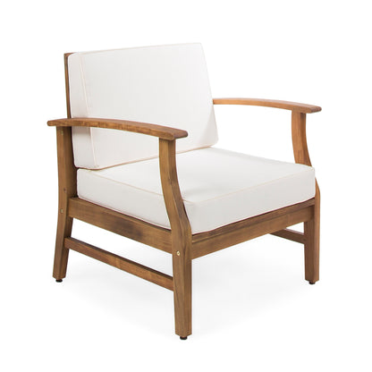 Cream Acacia Wood Club Chairs Set of 2 for Patio Seating