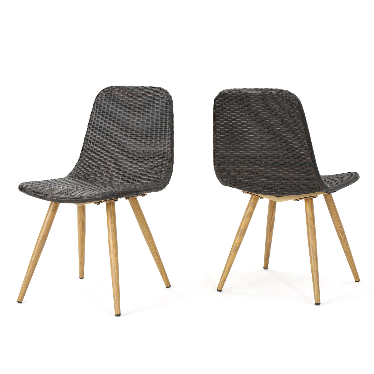Brown Multi Rattan Patio Chairs Set for Poolside and Garden