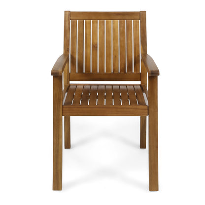 Rustic Acacia Wood Dining Chairs Set for Outdoor Patio