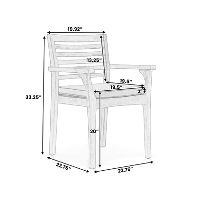 Grey Acacia Wood Patio Dining Chairs, Set of 2