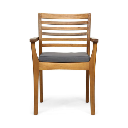 Grey Acacia Wood Patio Dining Chairs, Set of 2