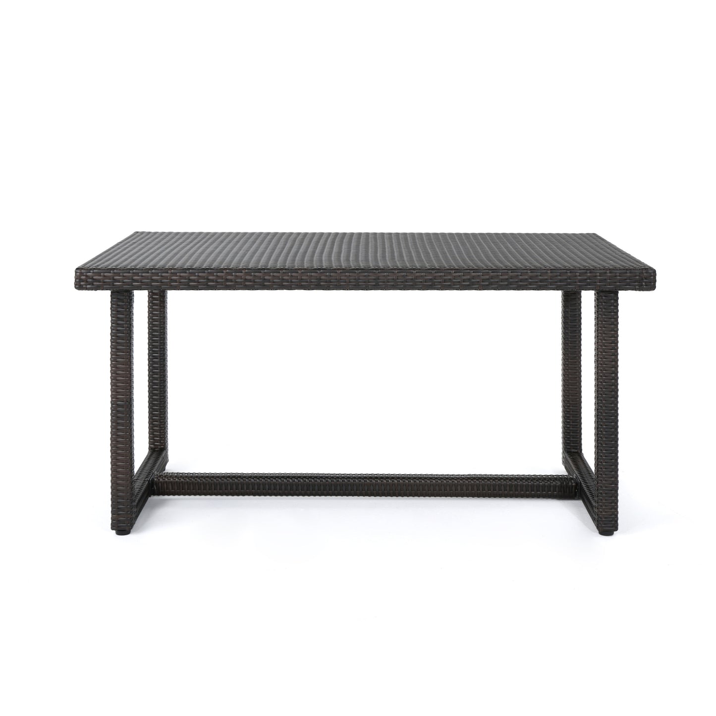 Brown Rattan Patio Dining Table - 59 Inch Outdoor Table
