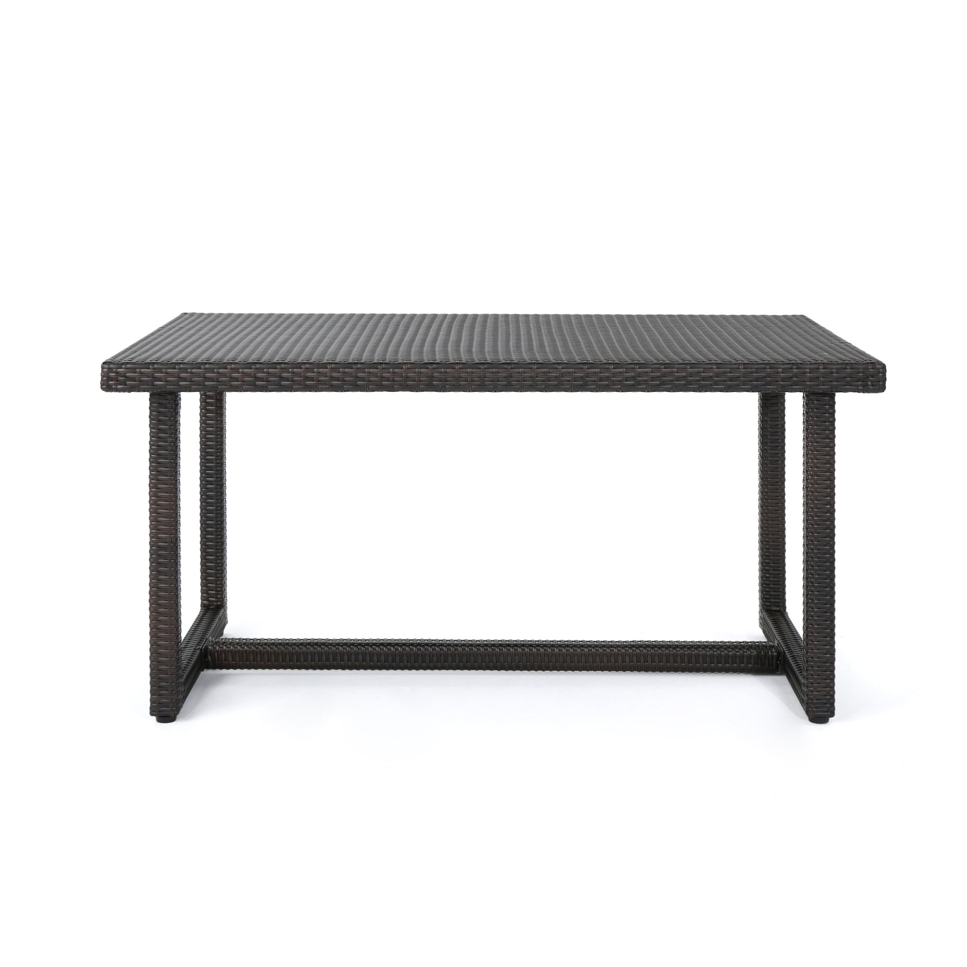 Brown Rattan Patio Dining Table - 59 Inch Outdoor Table