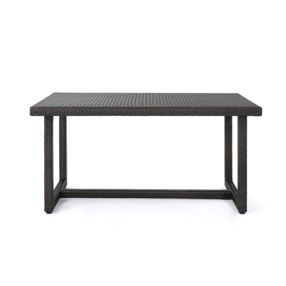 Brown Rattan Patio Dining Table - 59 Inch Outdoor Table